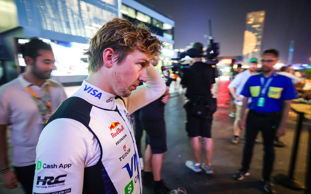 Liam Lawson of Visa Cash App RB walks in the paddock during qualifying ahead of the F1 Grand Prix of Saudi Arabia at Jeddah Corniche Circuit.