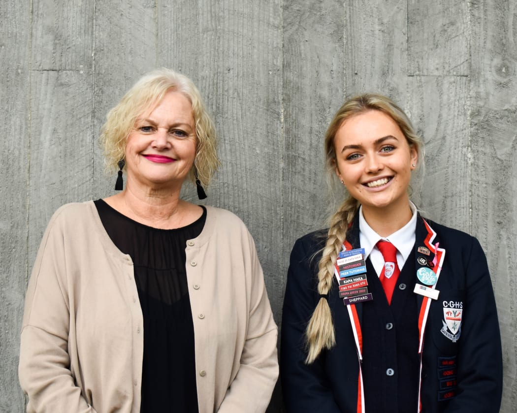 Christchurch Girls' High School principal Christine O'Neill and head girl Amiria Tikao.