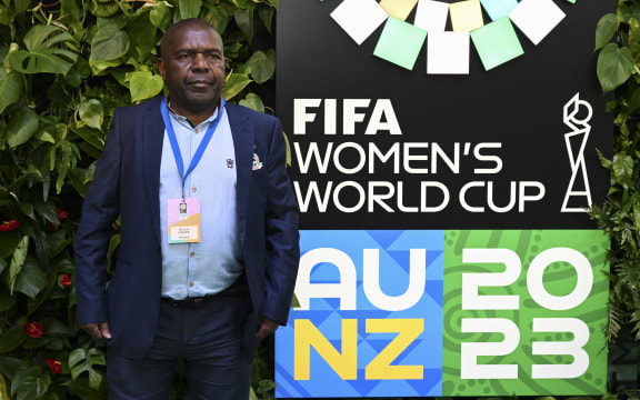 Zambia's coach Bruce Mwape arrives for the football draw ceremony of the Australia and New Zealand 2023 FIFA Women's World Cup at the Aotea Centre in Auckland on October 22, 2022. (Photo by WILLIAM WEST / AFP)