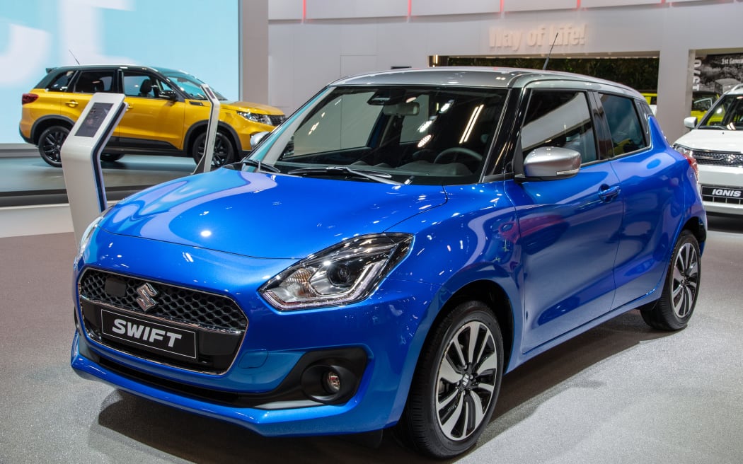 PARIS - OCT 3, 2018: New Suzuki Swift car showcased at the Paris Motor Show.