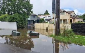 Homes have been stickered and flooding remains on Kimberley Road in Auckland's Epsom.