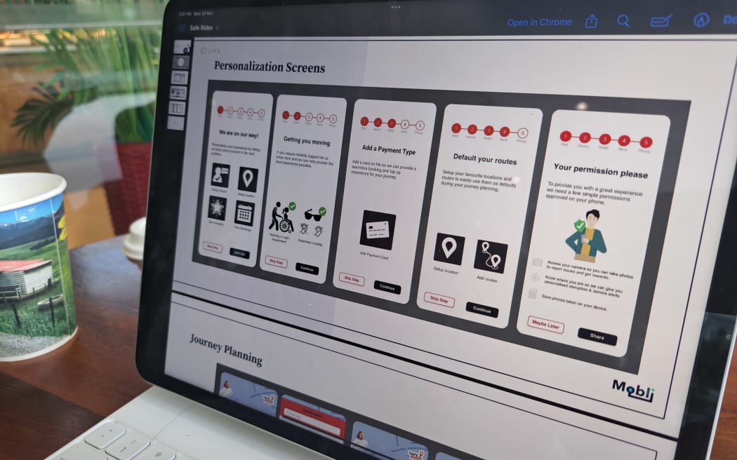 Mockup of Barney Koneferenisi's app Safe Rides which is a work in progress.