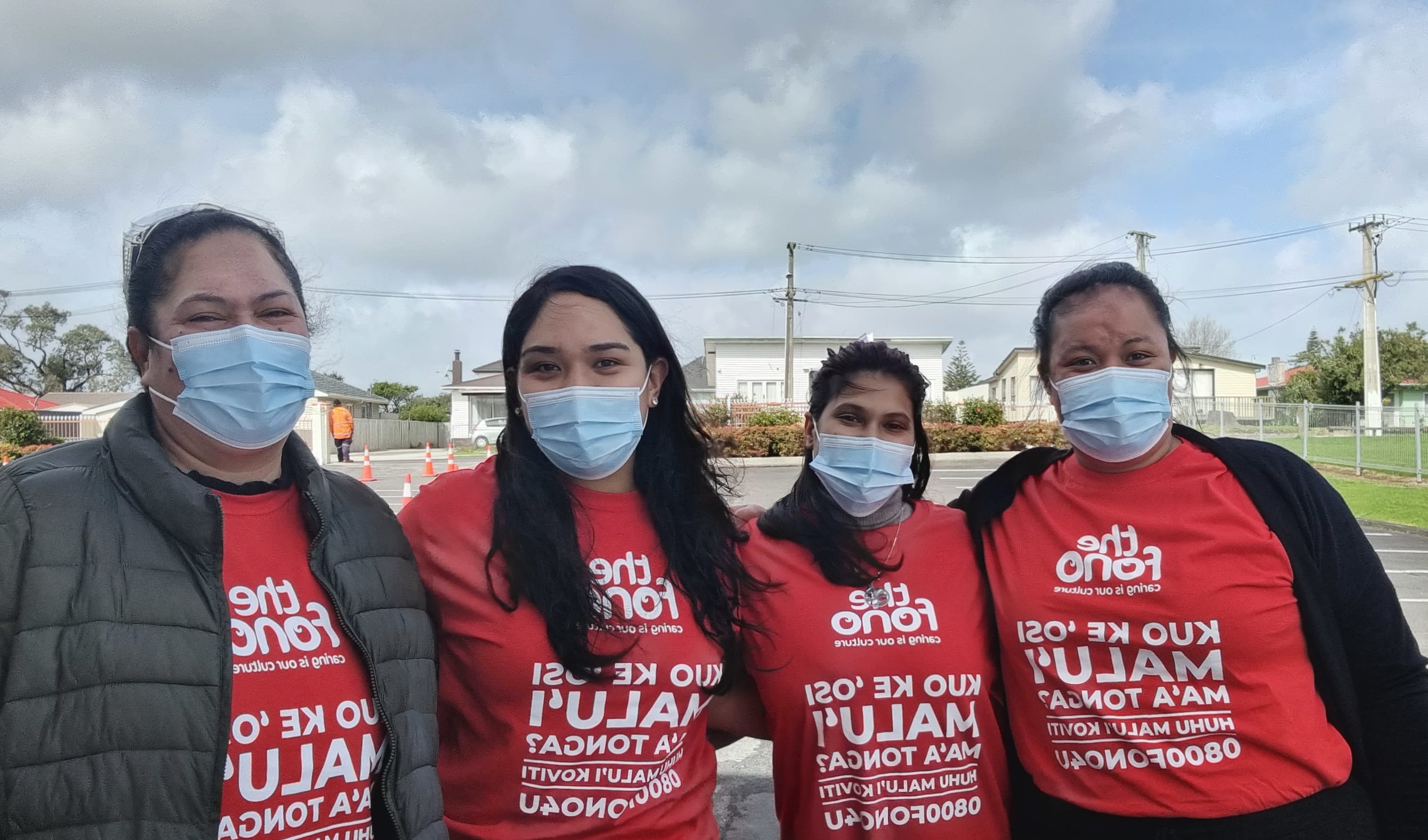 The Fono mobile testing team lead Janet Masoe, right, and team members.