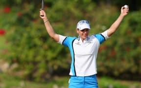 Annika Sorenstam celebrates.