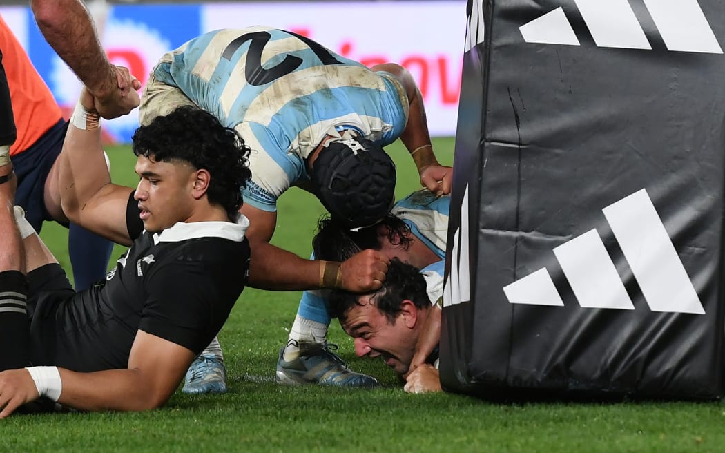 Argentina’s Agustin Creevy celebrates a try, Rugby Championship, New Zealand All Blacks v Argentina.