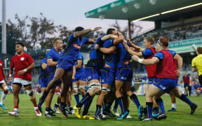 The Western Force celebrate a try against Tonga A.