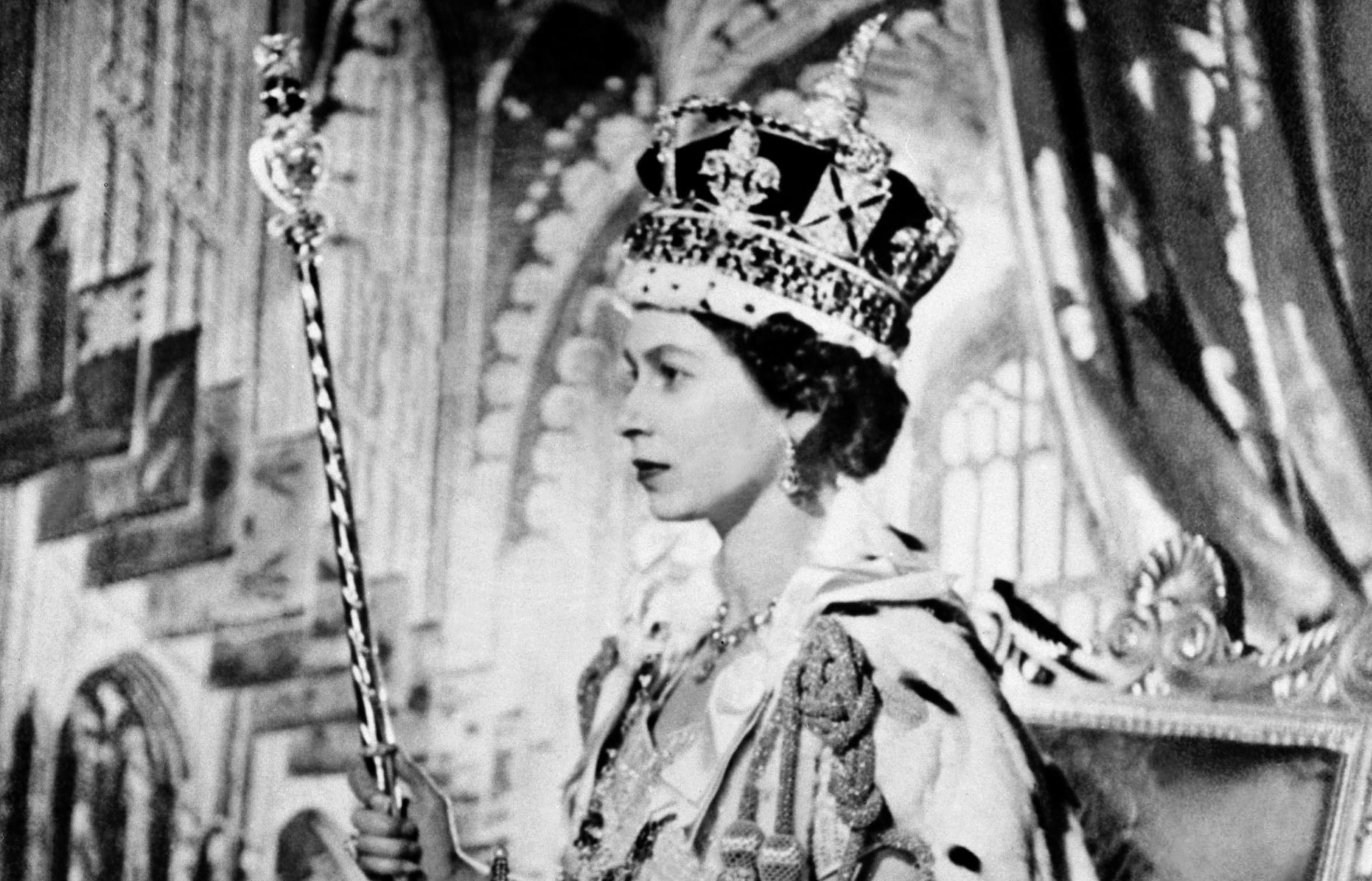 Queen Elizabeth II poses on her Coronation day