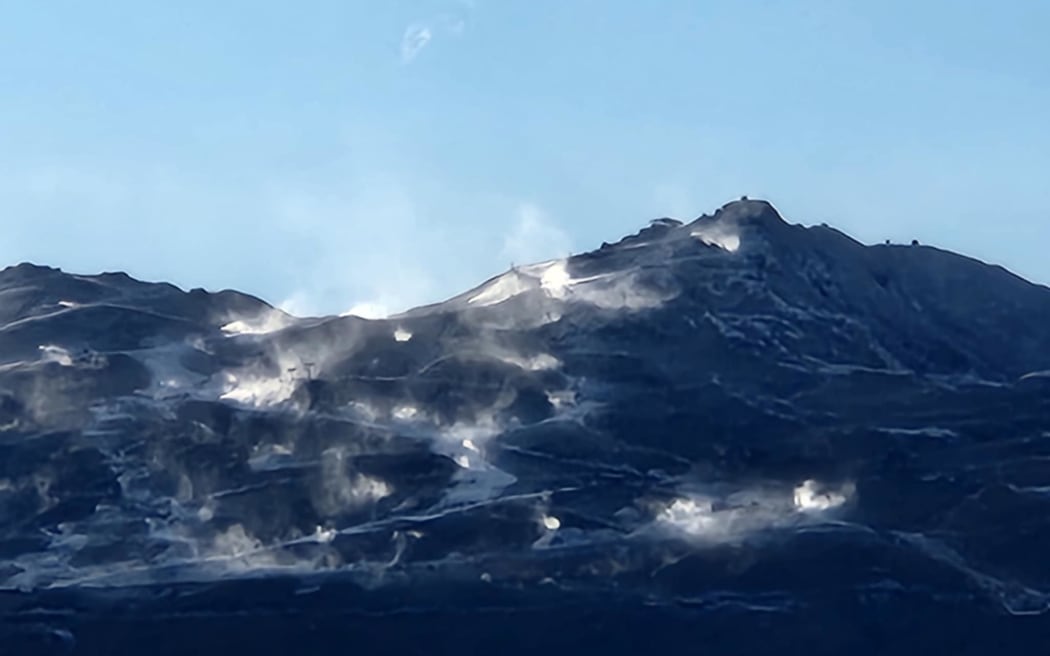Snow making machines going full throttle at Coronet Peak on Thursday afternoon, they've got the freezing temperatures they need to crank them up.