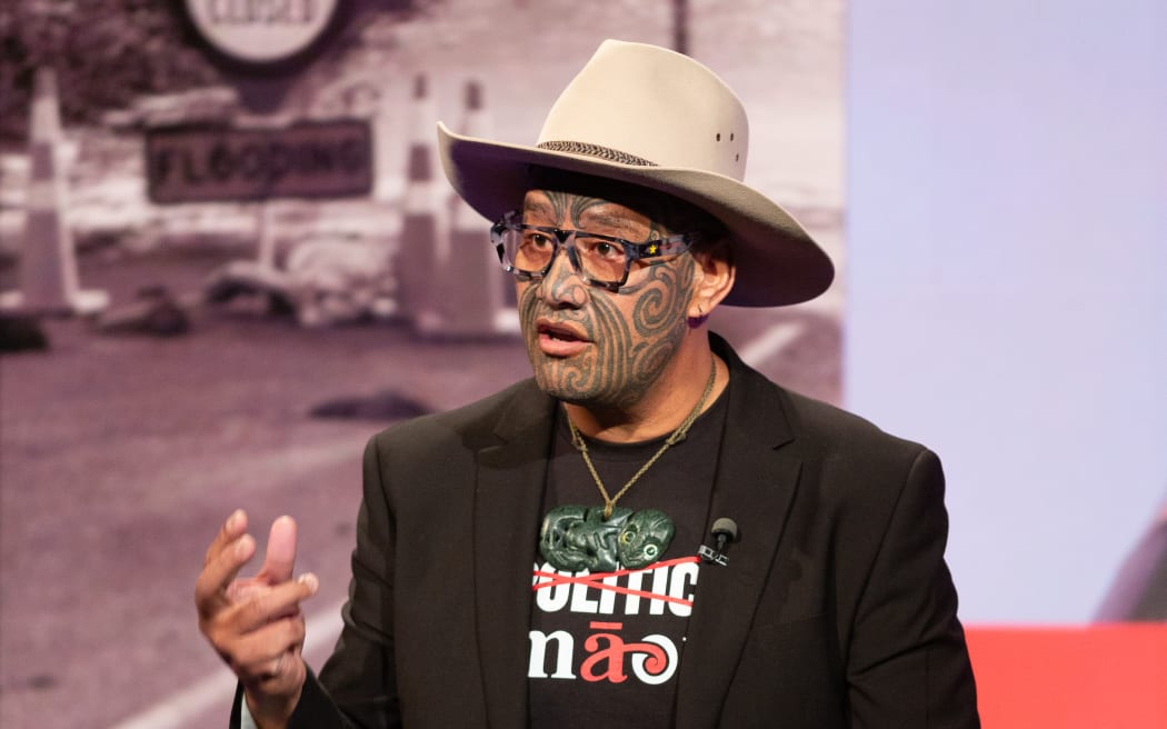 Te Pāti Māori co-leader Rawiri Waititi during TVNZ's multi party debate on 5 October 2023.