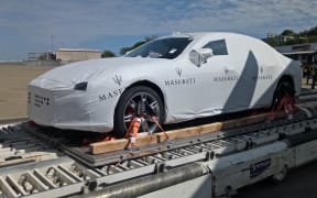 One of the luxury Maserati Sedans arriving in Port Moresby ahead of the 2018 APEC Leaders Summit.