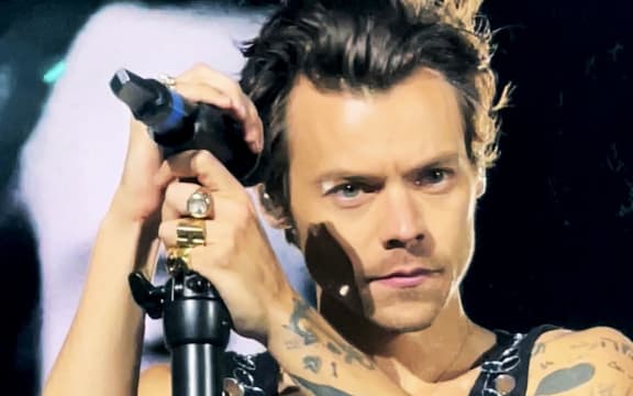 Singer Harry Styles in concert at Wembley Stadium