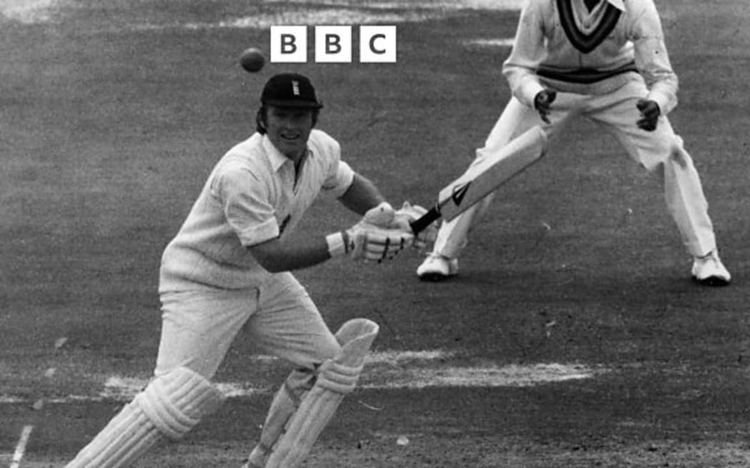10th June 1974: Dennis Amiss in action against India in the first test at Old Trafford. Amiss was later to a wear cricket helmet for protection from 1977
