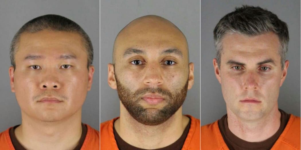 Former Minneapolis police officers (L-R) Tou Thao, J. Alexander Kueng and Thomas Kiernan Lane, were found guilty by a Minnesota jury on 24 February, 2022 of depriving George Floyd of his rights.