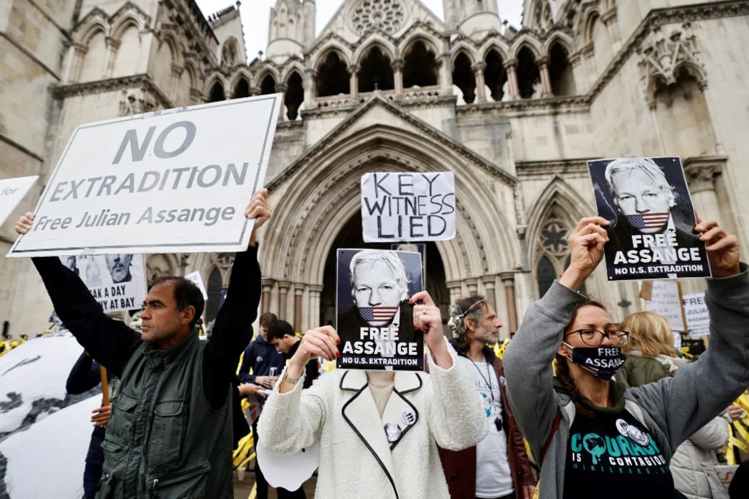 Protesters outside the Royal Courts of Justice last week.