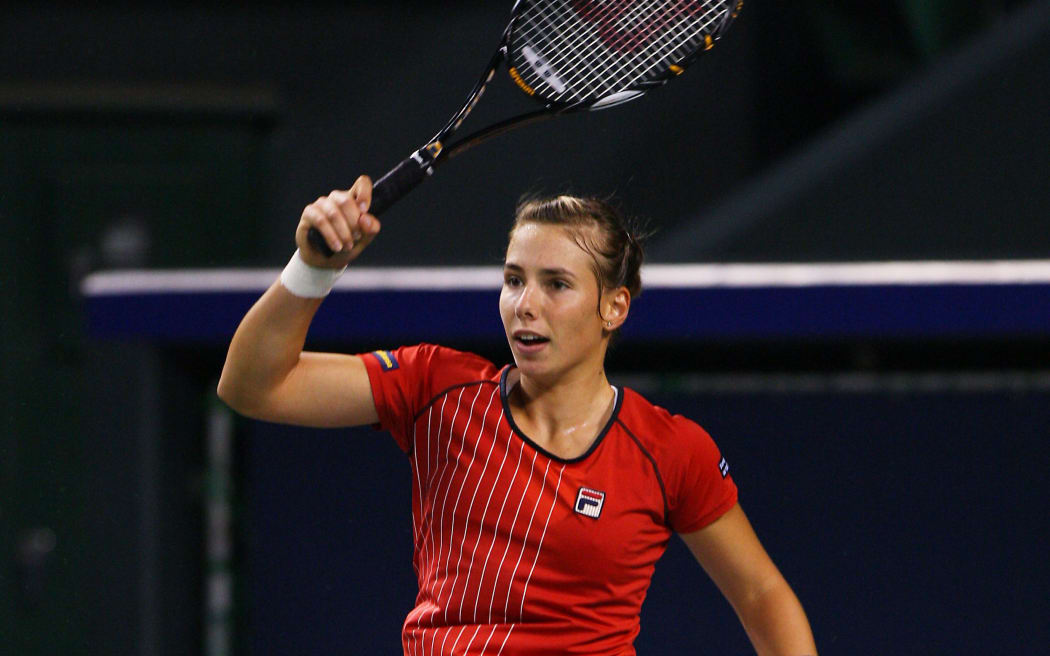 Marina Erakovic (NZL), SEPTEMBER 29, 2008 - Tennis : AIG Japan Open Tennis Championships 2008, Womens Singles at Ariake Colosseum, Tokyo, Japan. (Photo by Daiju Kitamura/AFLO SPORT)
