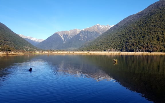The northern tip of the southern alps near St Arnaud in the Nelson Lakes National Park in late June.