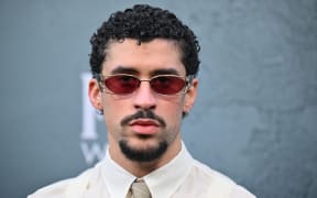 Puerto Rican singer Bad Bunny attends the premiere of "Caught Stealing" at the Regal Union Square in New York on August 26, 2025. (Photo by ANGELA WEISS / AFP)