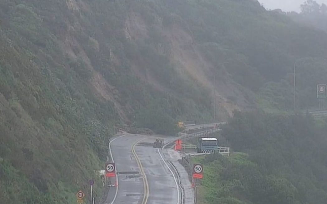 SH59 Paekākāriki to Pukerua Bay was closed by a slip.