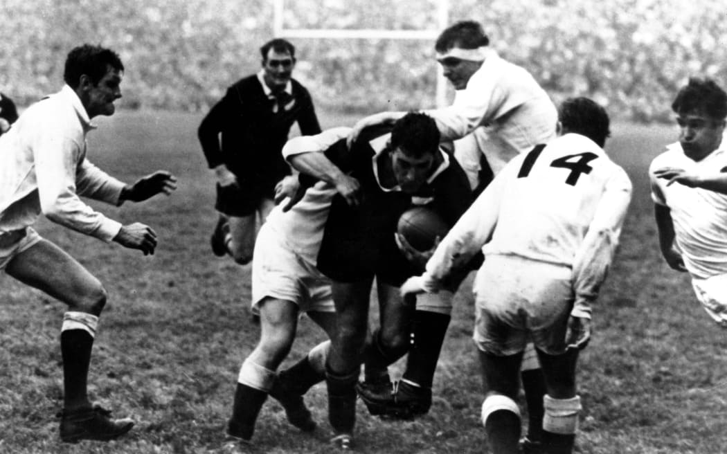 Colin Meads playing for the All Blacks against England on the side's 1967 tour of the UK.