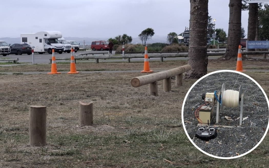 Wooden barriers along Napier’s Marine Parade are preventing fishermen from accessing the beach. For some, carrying heavy gear down to the beach is not possible.