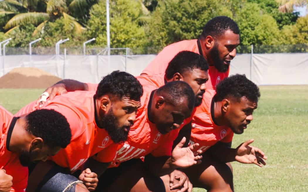 Packing down...the Flying Fijians forwards. Photo: FRU