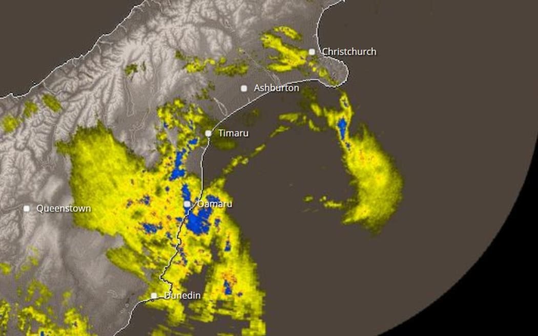 A snapshot of MetService's rain radar at about 2.50pm.