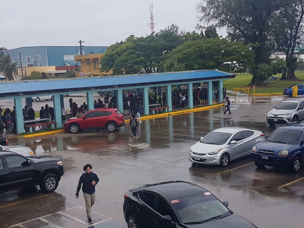 Students on Saipan have been sent home because of the threat of a storm