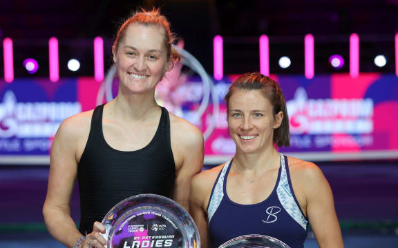 New Zealand tennis player Erin Routliffe and Polish doubles partner Alisja Rosolska.