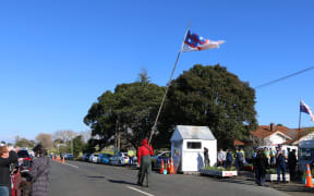 Protesters at Ihumātao where an eviction notice has been served against occupiers.