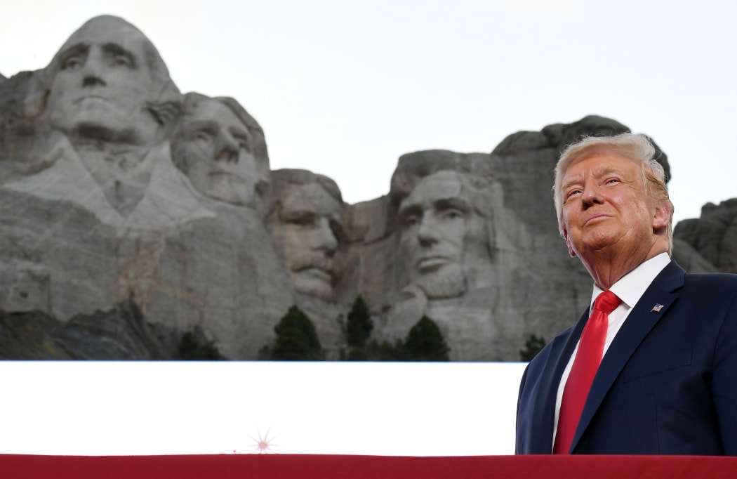 Donald Trump arrives for the Independence Day events at Mount Rushmore National Memorial in Keystone, South Dakota.