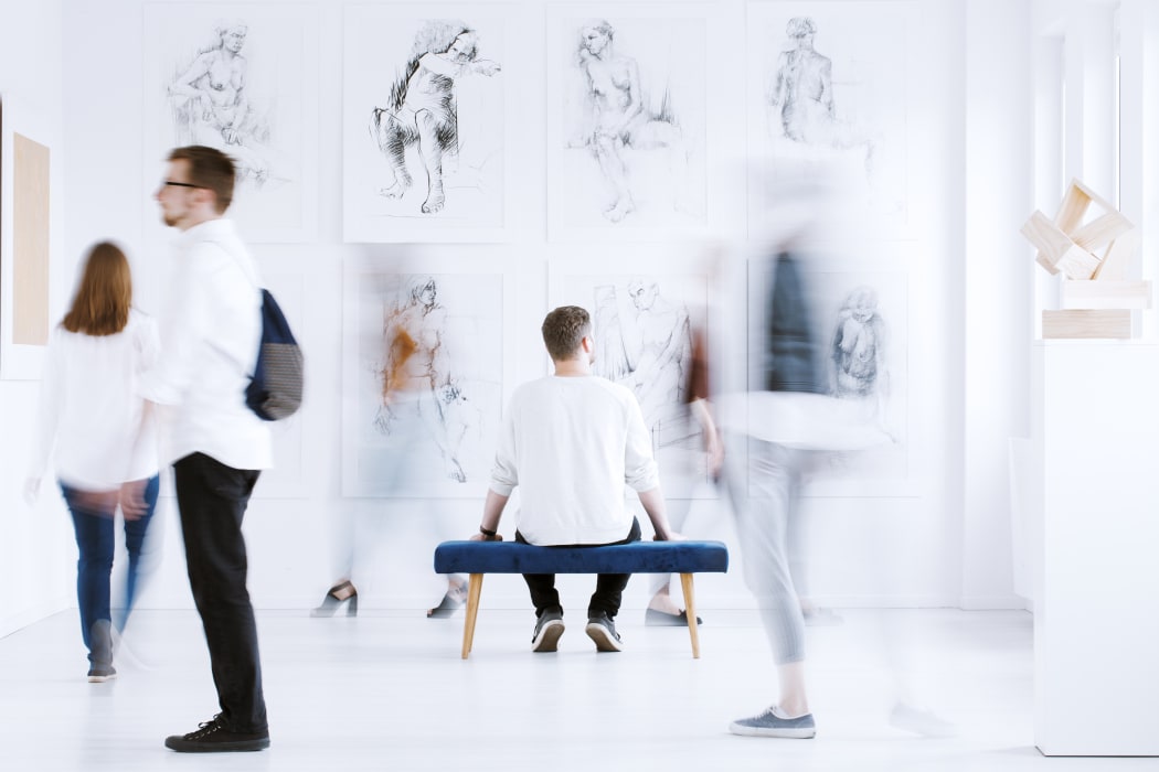 Stylish art display open to visitors in an academy of fine arts