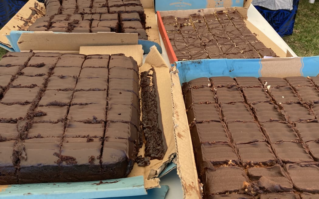 Cake at Fa'anānā Efeso Collins' funeral service on 29 February 2024.