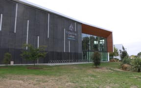 Rolleston College's entrance at its main campus.