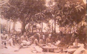 A kava ceremony during a Rotuman wedding sometime between 1890-1910.
