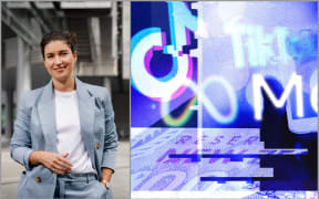Image of Alexandra Andhov and big tech logos.