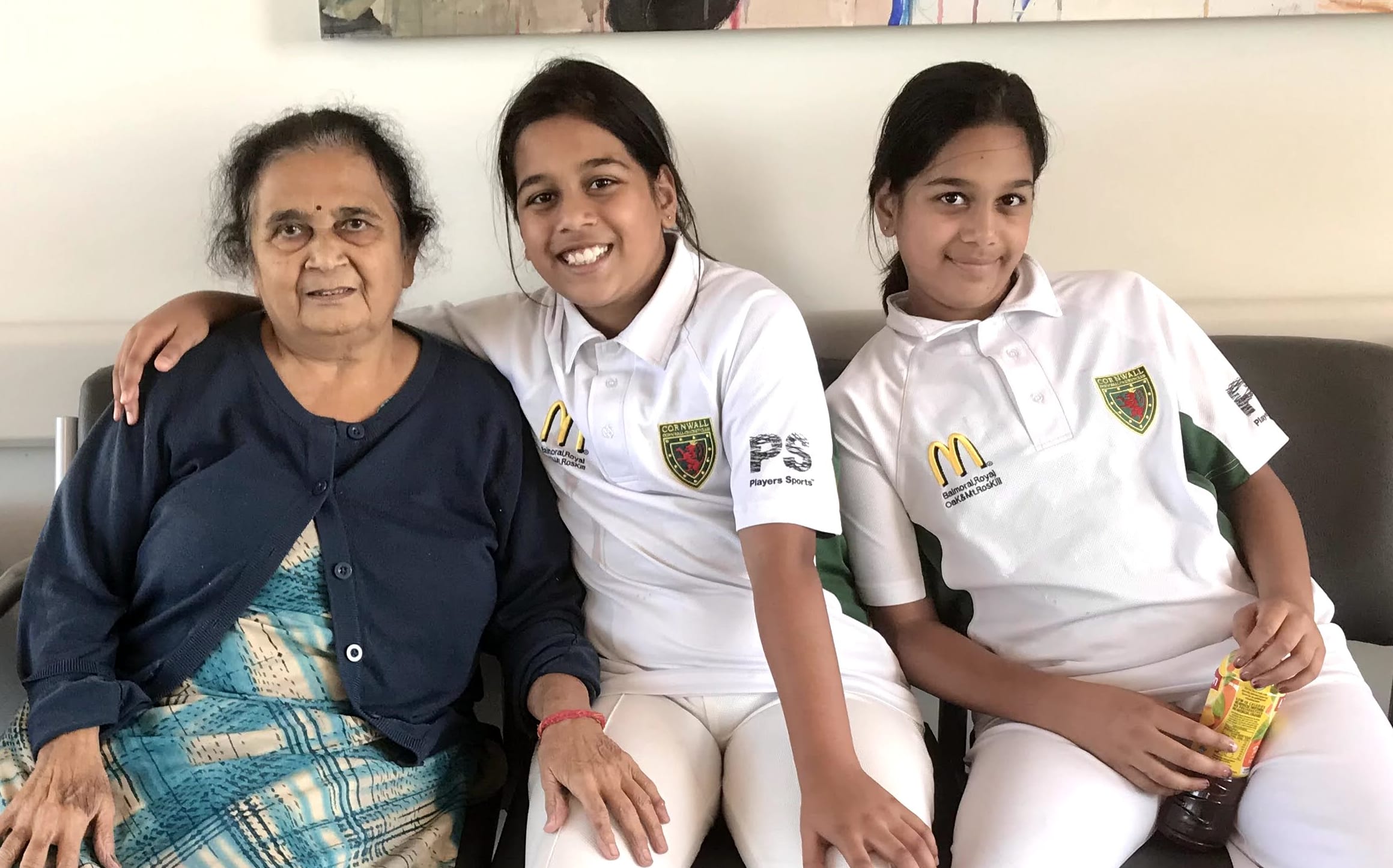 Dharmesh's mother Manjula with her grandchildren.