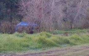 The scene of the fatal police shooting of a man on Mamaku Rd, south of Waitara, Taranaki.