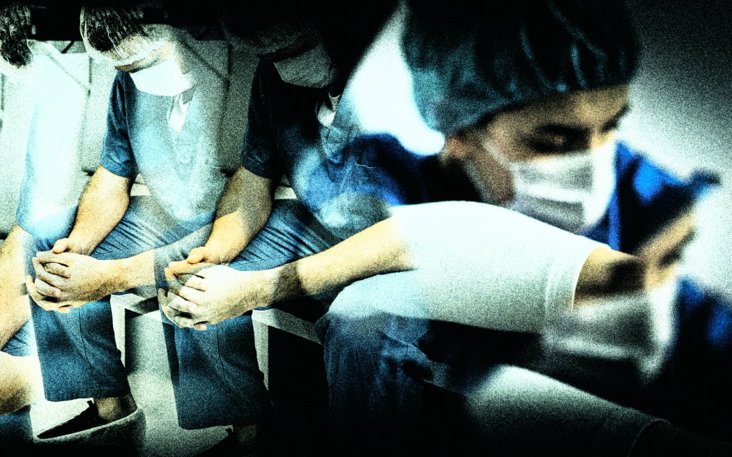 Stylised composite of health workers