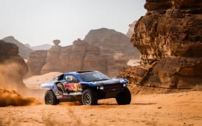 American Mitch Guthrie Jr during the 2026 Dakar Rally in Saudi Arabia.