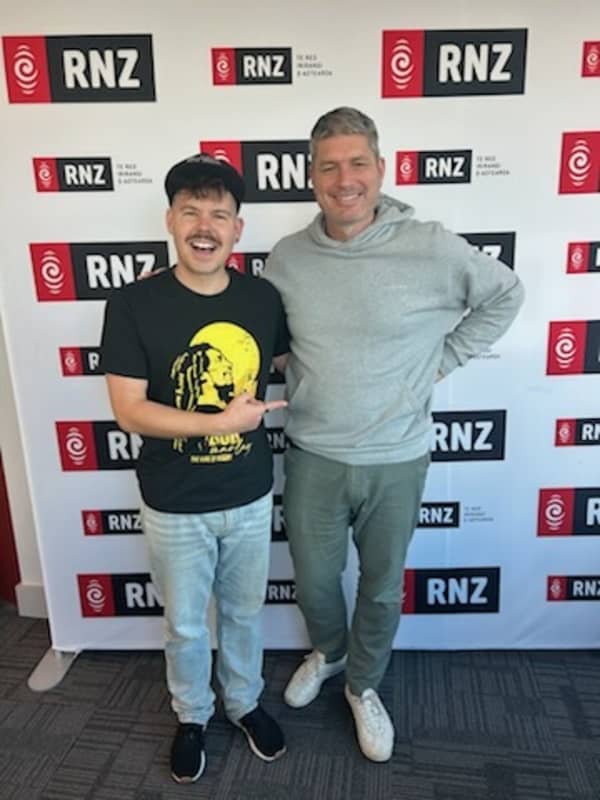 Kiwi singer and musician Josh Leys with Afternoons presenter Jesse Mulligan.