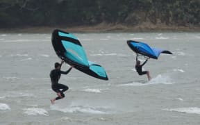 Kite surfers have been out in the Bay of Islands as ex-Tropical Cyclone Tam nears.