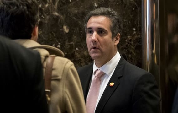 Michael Cohen (R), executive vice president of the Trump Organization and special counsel to Donald Trump, arrives at Trump Tower, January 12, 2017 in New York City.
