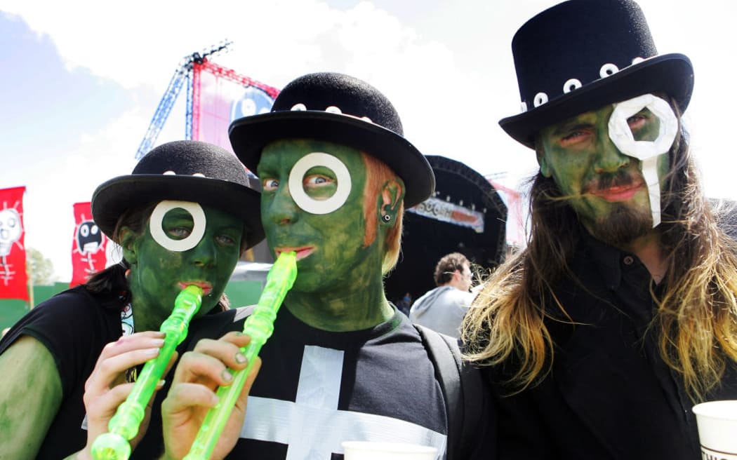 More than 30,000 dedicated fans attended The Mighty Boosh music and arts festival in 2007. These ones dressed up as Noel Fielding's character The Hitcher. (Getty: Simone Joyner)