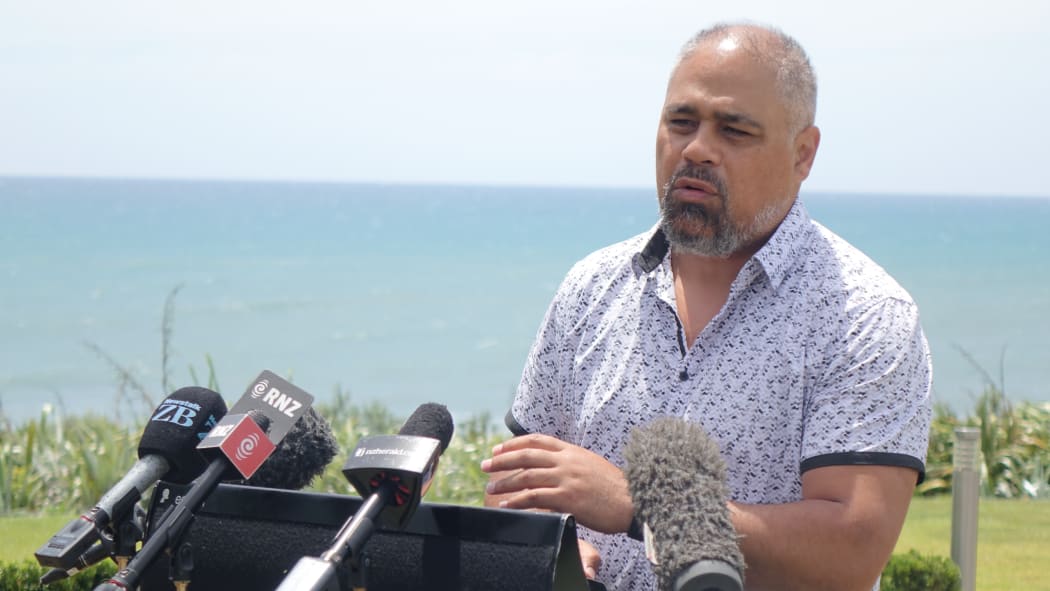 Defence Minister Peeni Henare in New Plymouth giving an update on the NZDF's Tonga relief efforts.