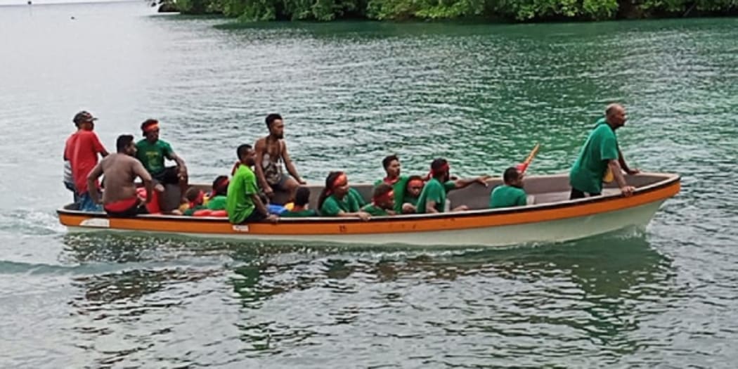 One of the boats carrying members of the  Roapu Youth Group from South Malaita.