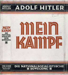 Dust jacket of the book Mein Kampf, written by Adolf Hitler.