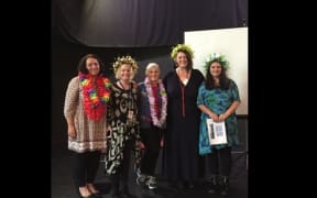 Kerrie Noonan (second from right ) photographed with the Mary Potter Hospice team (L to R) Vanessa Eldridge Maori Liaison, Teresa Read Quality Manager, Sister Margaret Lancaster Board member and Clare O'Leary Palliative Care Educator.