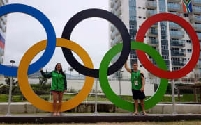 Cook Islands paddlers Ella and Bryden Nicholas at the Olympic Village in Rio.