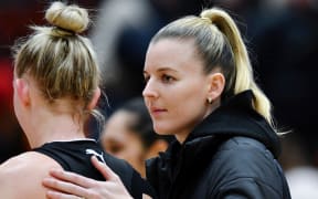 Injured Silver Ferns Katrina Rore.
Silver Ferns v NZ Men, Bruce Pulman Arena, Auckland, New Zealand. 27 June 2019. Â© Copyright Image: Marc Shannon / www.photosport.nz.