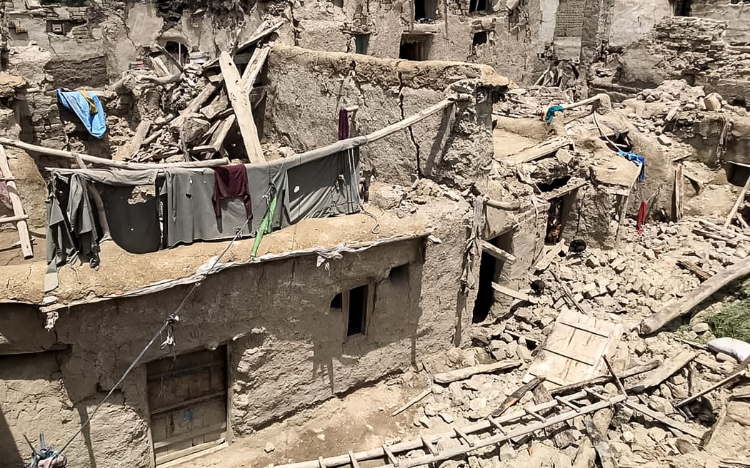 Houses damaged in Gayan district, Paktika province, Afghanistan, after the earthquake on 22 June 2022.